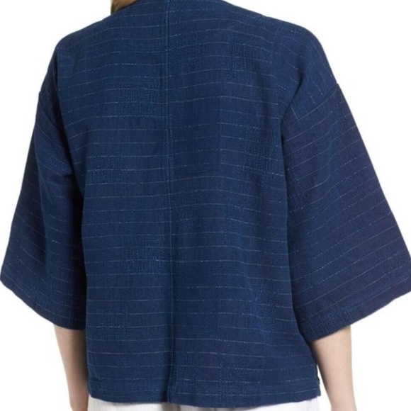 Eileen Fisher Cotton Indigo Kimono Jacket - Picture 2 of 8